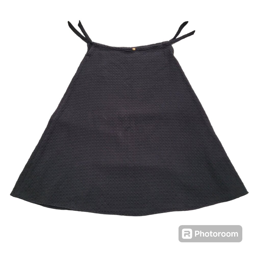 Adriana Degreas Midi Skirt Black Cotton Lattice Textured Side Tie A Line Logo